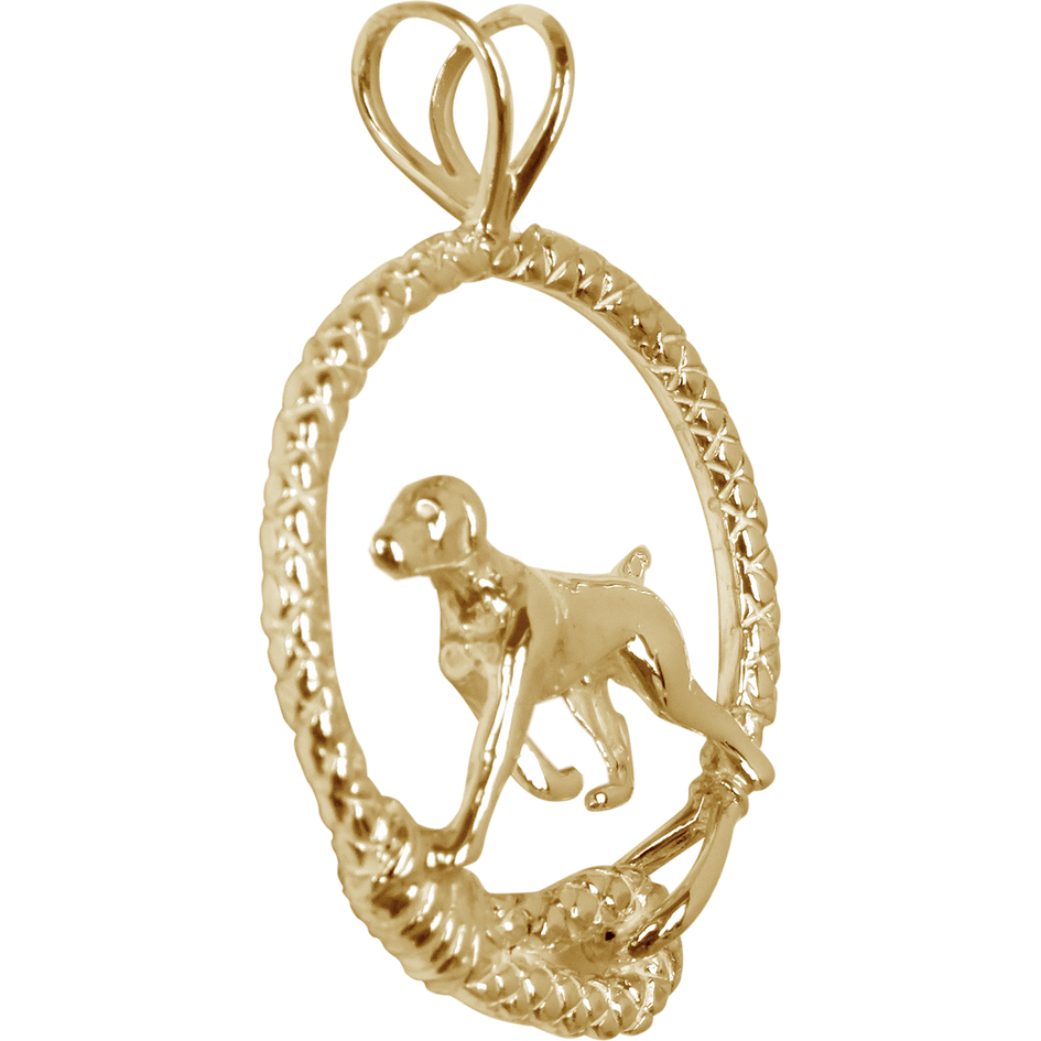 German Shorthaired Pointer Leash Solid 14K Gold  Pendant