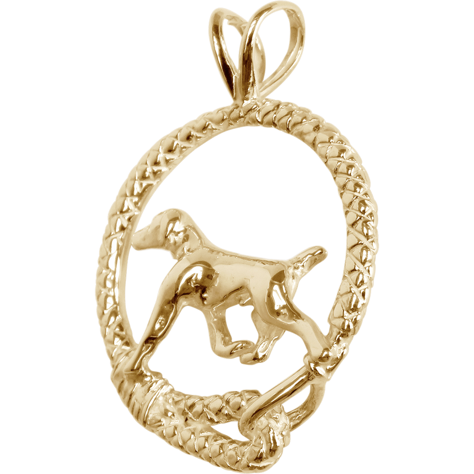 German Shorthaired Pointer Leash Solid 14K Gold  Pendant