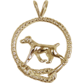 German Shorthaired Pointer Leash Solid 14K Gold  Pendant