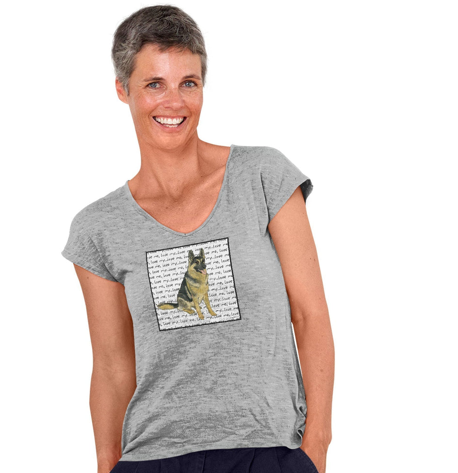 German Shepherd Dog Love Text - Women's V-Neck T-Shirt