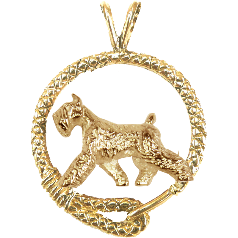 Giant Schnauzer Solid 14K Gold  Leash Pendant