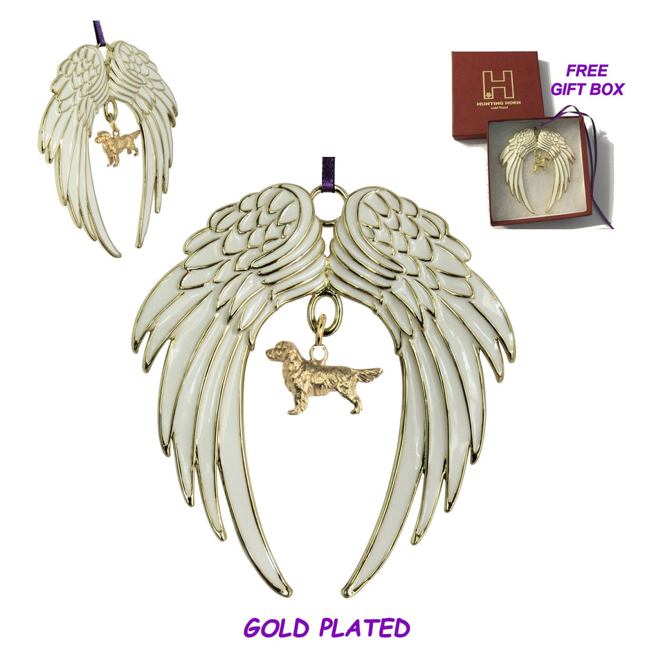 Golden Retriever Gold Plated Holiday Angel Wing Ornament