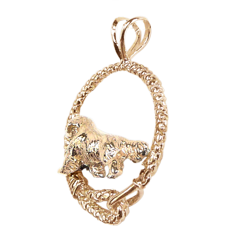 Solid 14K Gold Golden Retriever Leash Pendant