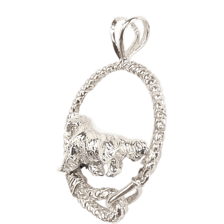 Golden Retriever in Solid Sterling Silver Leash Pendant