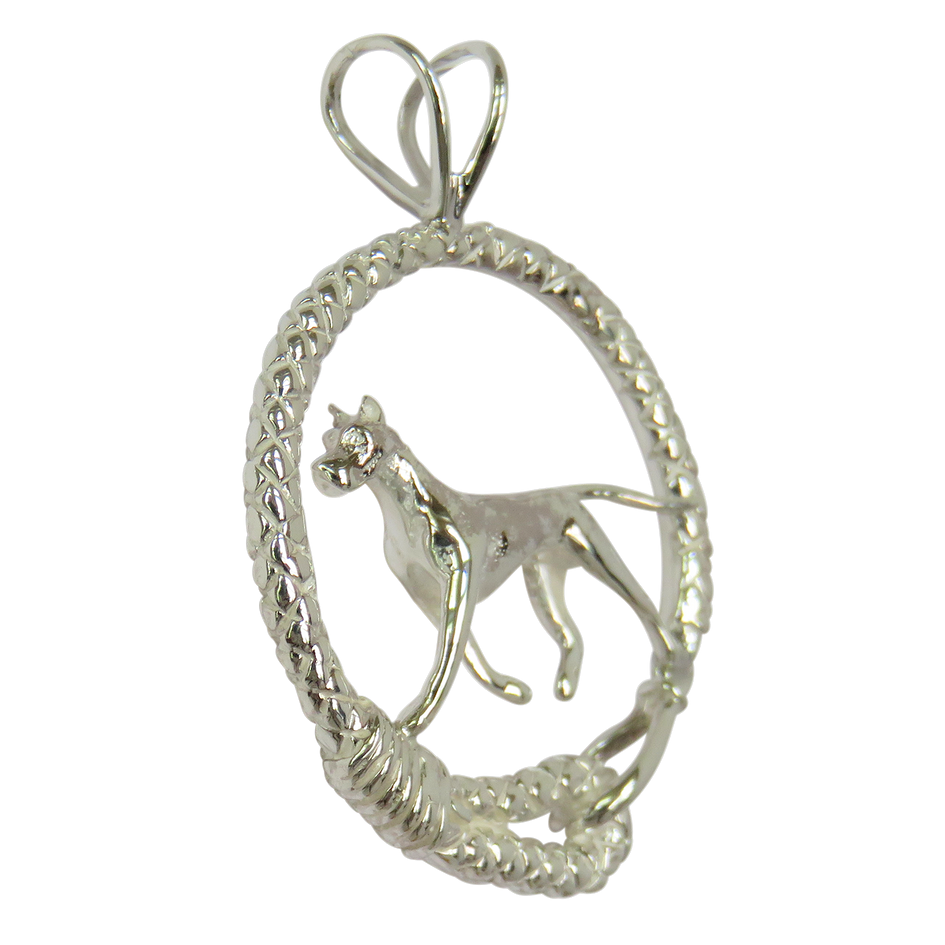 Great Dane in Solid Sterling Silver Leash Pendant