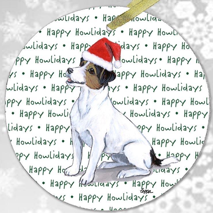 Russell Terrier, Tri Color "Happy Howlidays" Ornament
