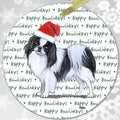 Japanese Chin, Black and White "Happy Howlidays" Ornament