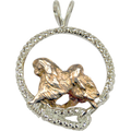 Solid 14K Gold Japanese Chin in Sterling Silver Leash Pendant