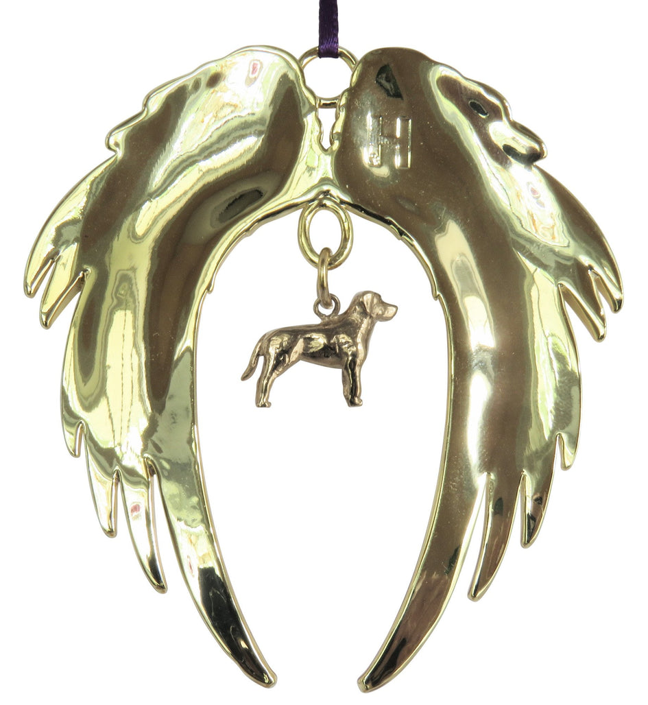 Labrador Retriever Gold Plated Holiday Angel Wing Ornament