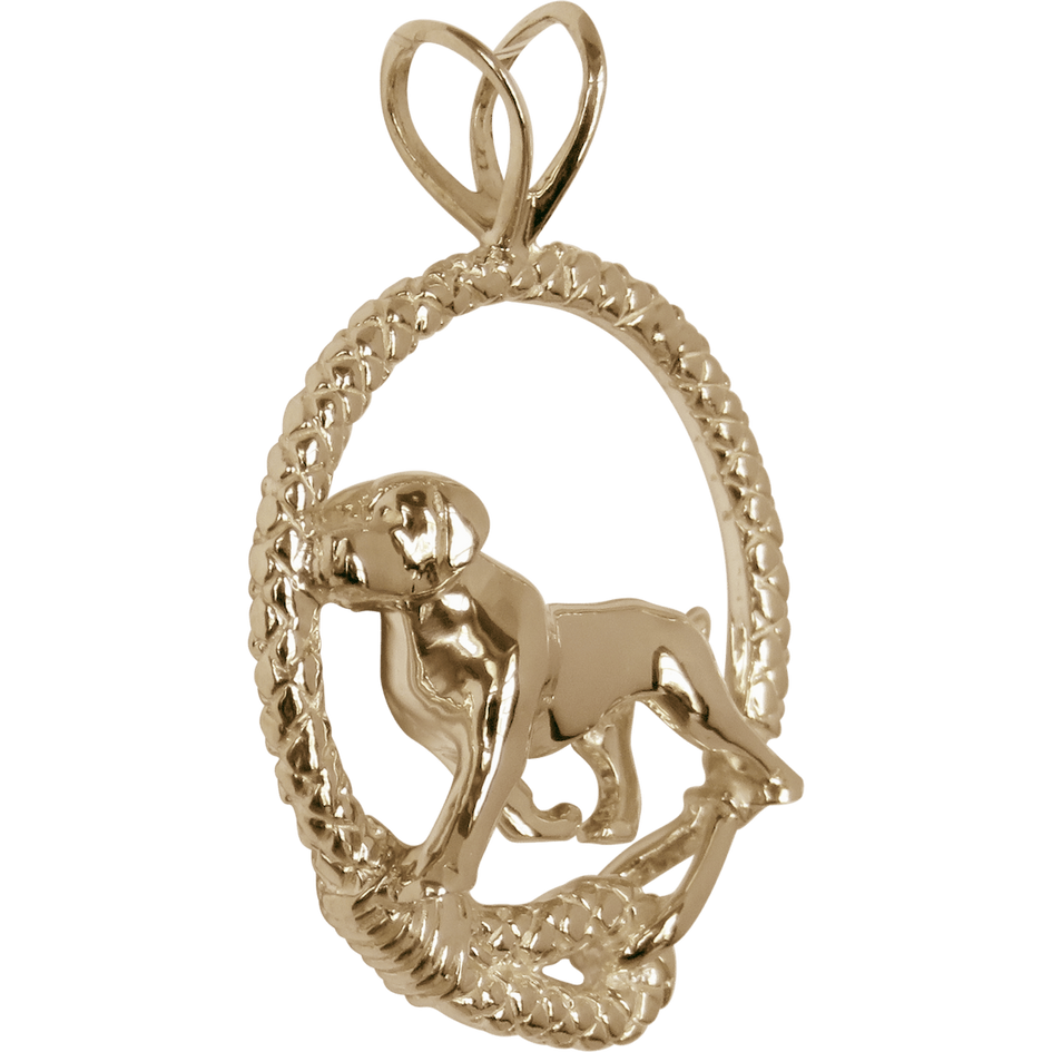 Solid 14K Gold Labrador Retriever Leash Pendant