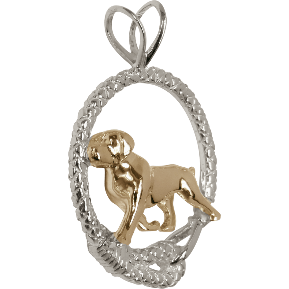 Solid 14K Gold Labrador Retriever in Sterling Silver Leash Pendant
