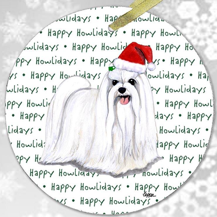 Maltese "Happy Howlidays" Ornament