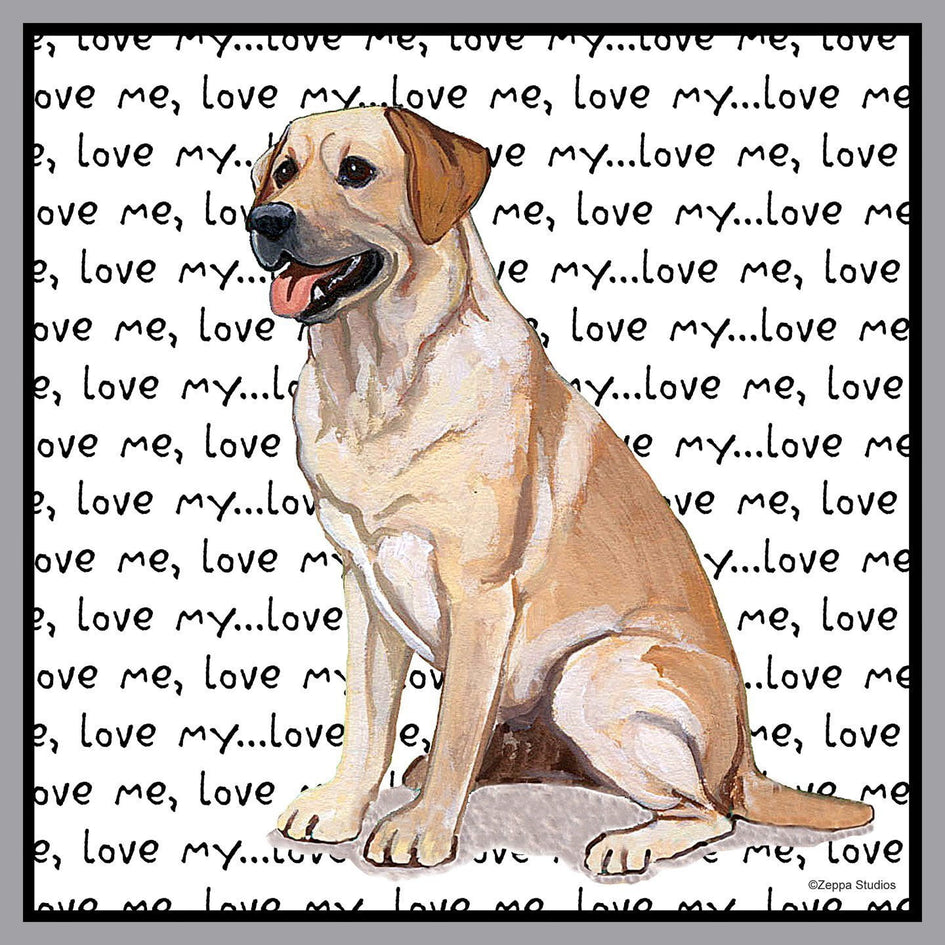 Yellow Labrador Retriever Love Text - Adult Unisex Hoodie Sweatshirt