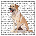 Yellow Labrador Retriever Love Text - Adult Unisex T-Shirt