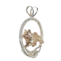 Solid 14K Gold Norwegian Elkhound in Sterling Silver Leash Pendant