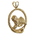 Solid 14K Gold Old English Sheepdog Leash Pendant