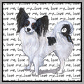 Tri-Color Papillon Love Text - Women's V-Neck T-Shirt