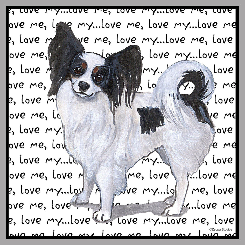 Tri-Color Papillon Love Text - Women's V-Neck T-Shirt
