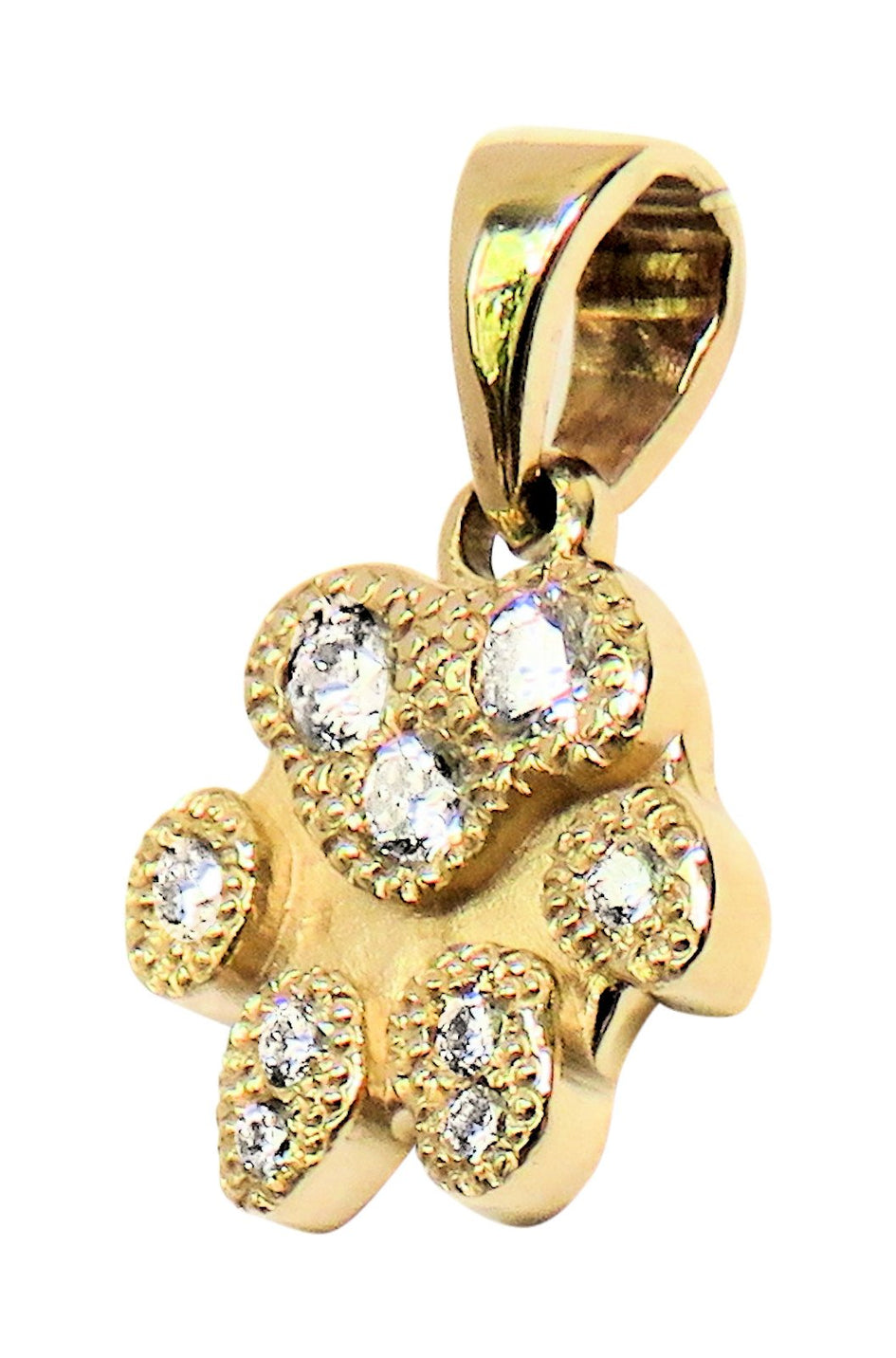 Solid 14K Gold Dog Paw Pave Pendant with Hand-Set Diamonds