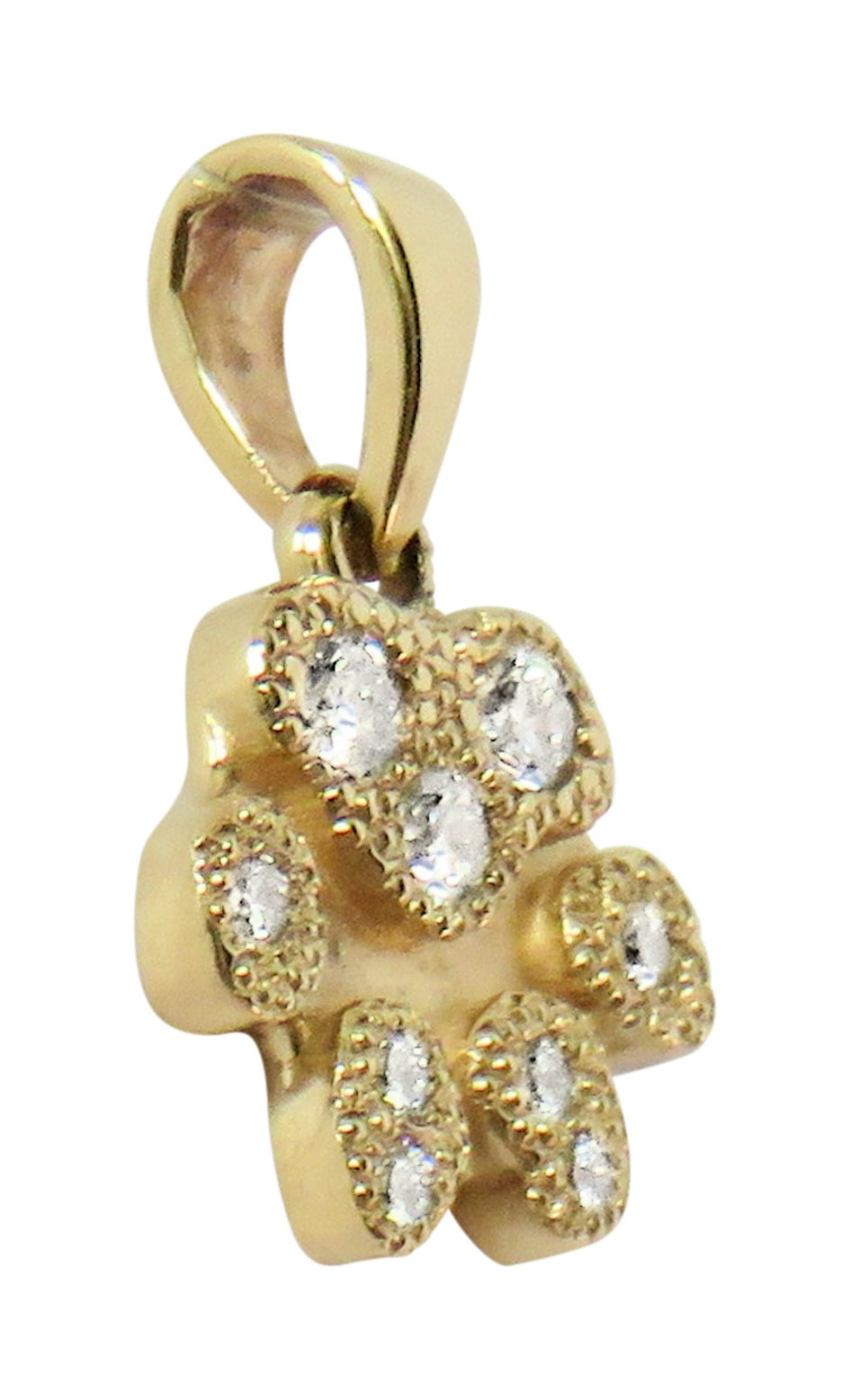 Solid 14K Gold Dog Paw Pave Pendant with Hand-Set Diamonds
