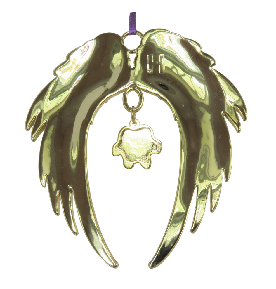 Dog Paw Gold Plated Holiday Angel Wing Ornament