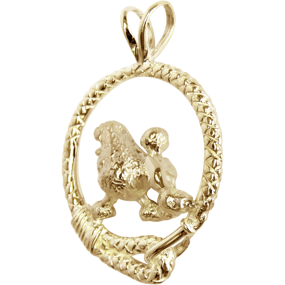 Solid 14K Gold Poodle Leash Pendant
