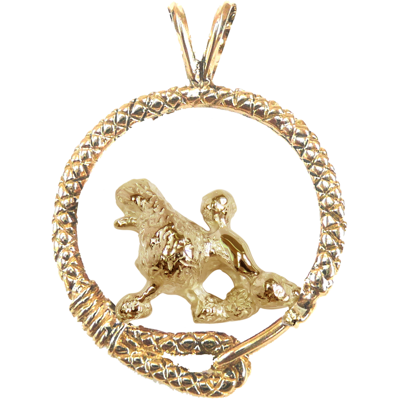 Solid 14K Gold Poodle Leash Pendant