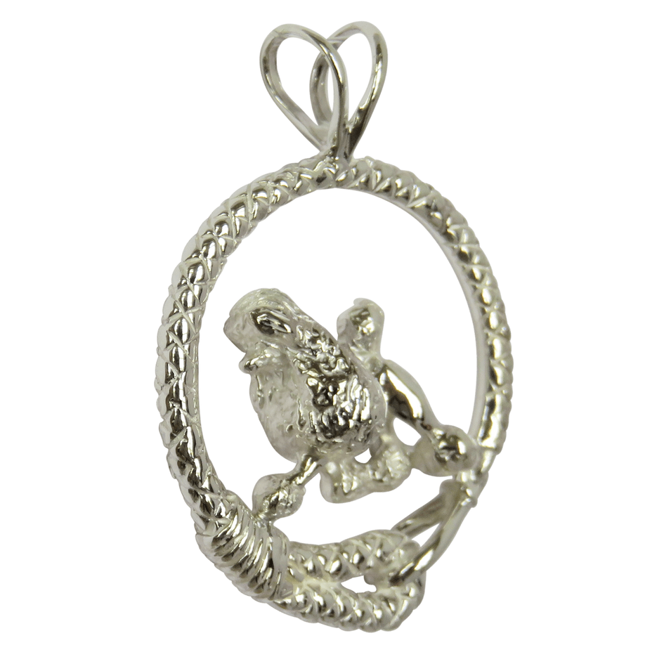 Poodle in Solid Sterling Silver Leash Pendant