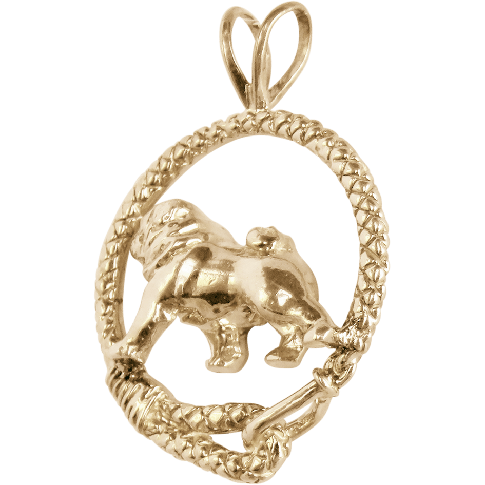 Solid 14K Gold Pug Leash Pendant