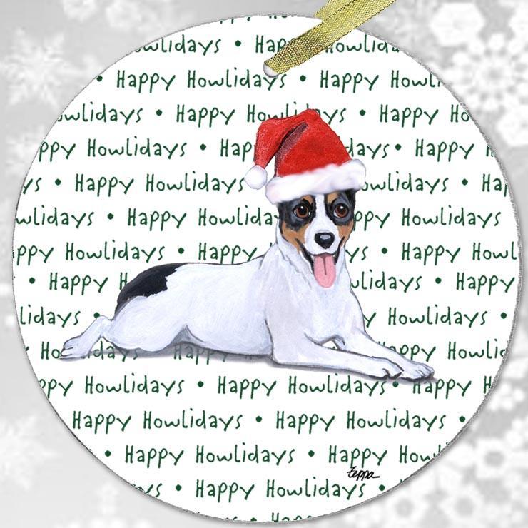 Rat Terrier "Happy Howlidays" Ornament