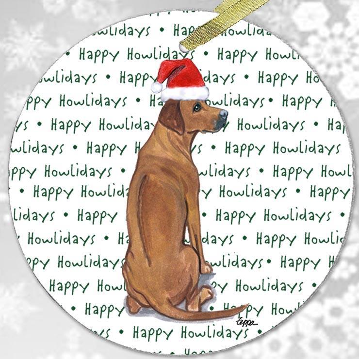 Rhodesian Ridgeback "Happy Howlidays" Ornament