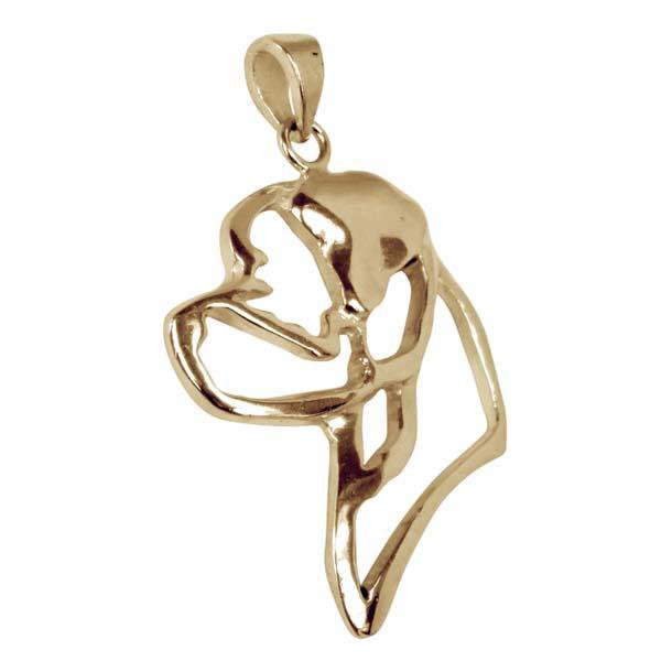 Rottweiler 14K Gold Cut Out Pendant