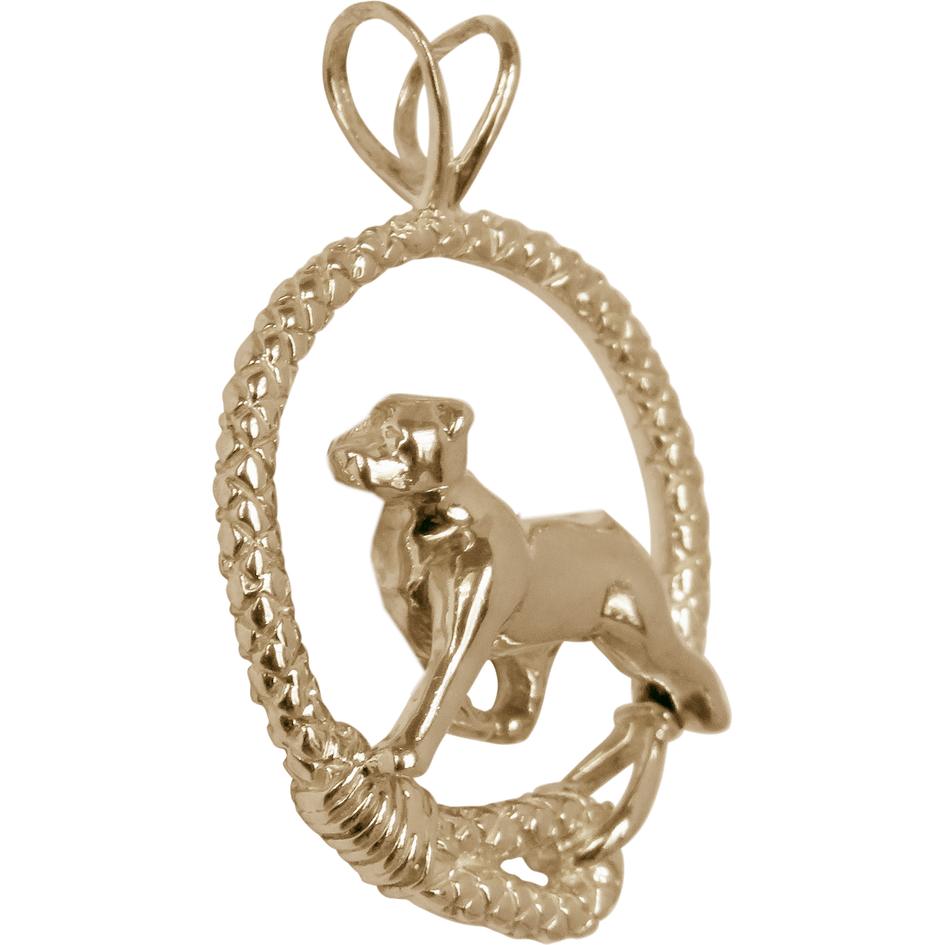 Solid 14K Gold Rottweiler Leash Pendant