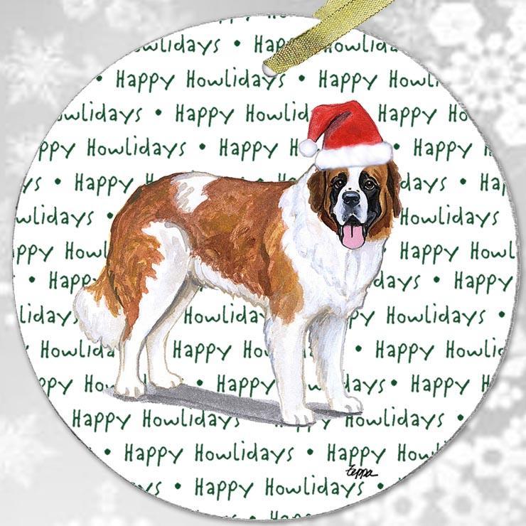 Saint Bernard "Happy Howlidays" Ornament