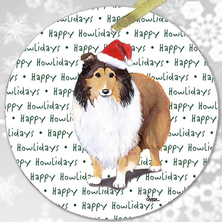 Shetland Sheepdog "Happy Howlidays" Ornament