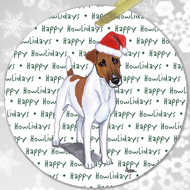 Smooth Fox Terrier "Happy Howlidays" Ornament
