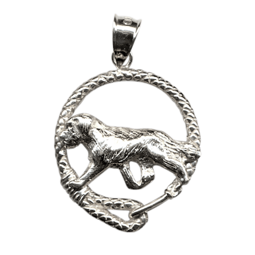Saint Bernard in Solid Sterling Silver Leash Pendant