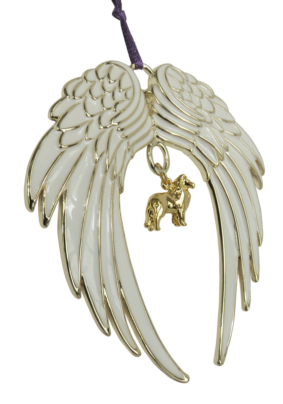 Shetland Sheepdog Gold Plated Holiday Angel Wing Ornament