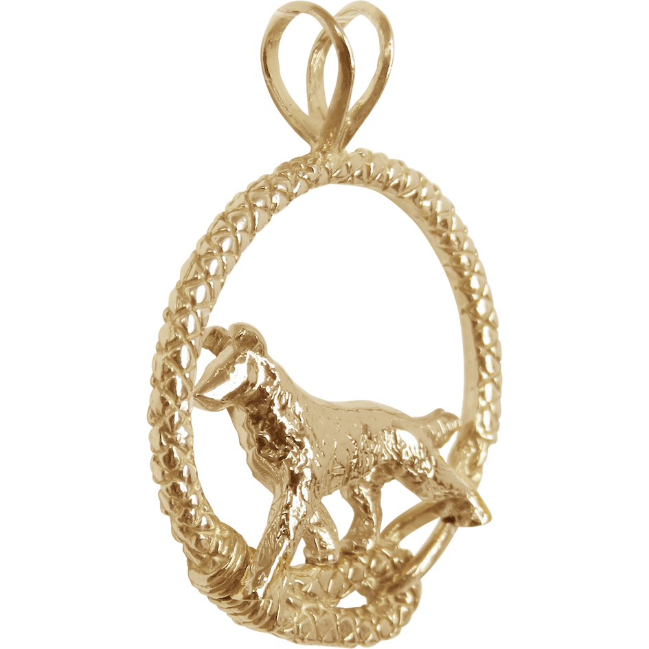 Smooth Coat Collie Solid 14K Gold Leash Pendant