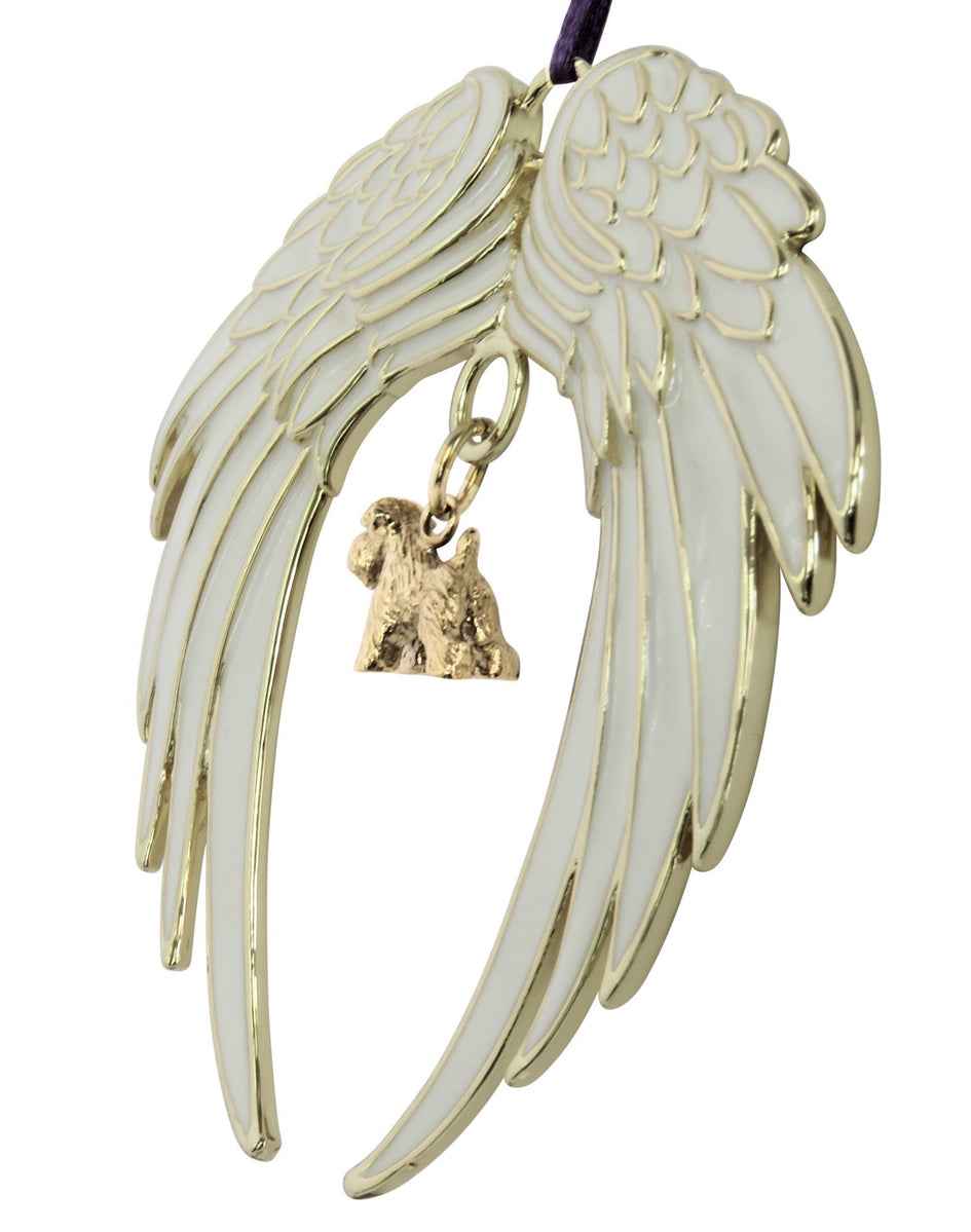 Soft Coated Wheaten Terrier Gold Plated Holiday Angel Wing Ornament