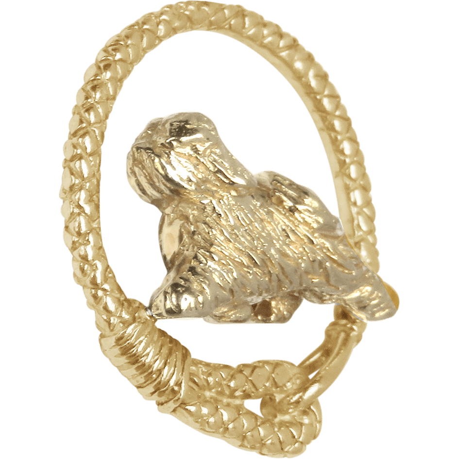 Solid 14K Gold Tibetan Terrier Leash Pendant