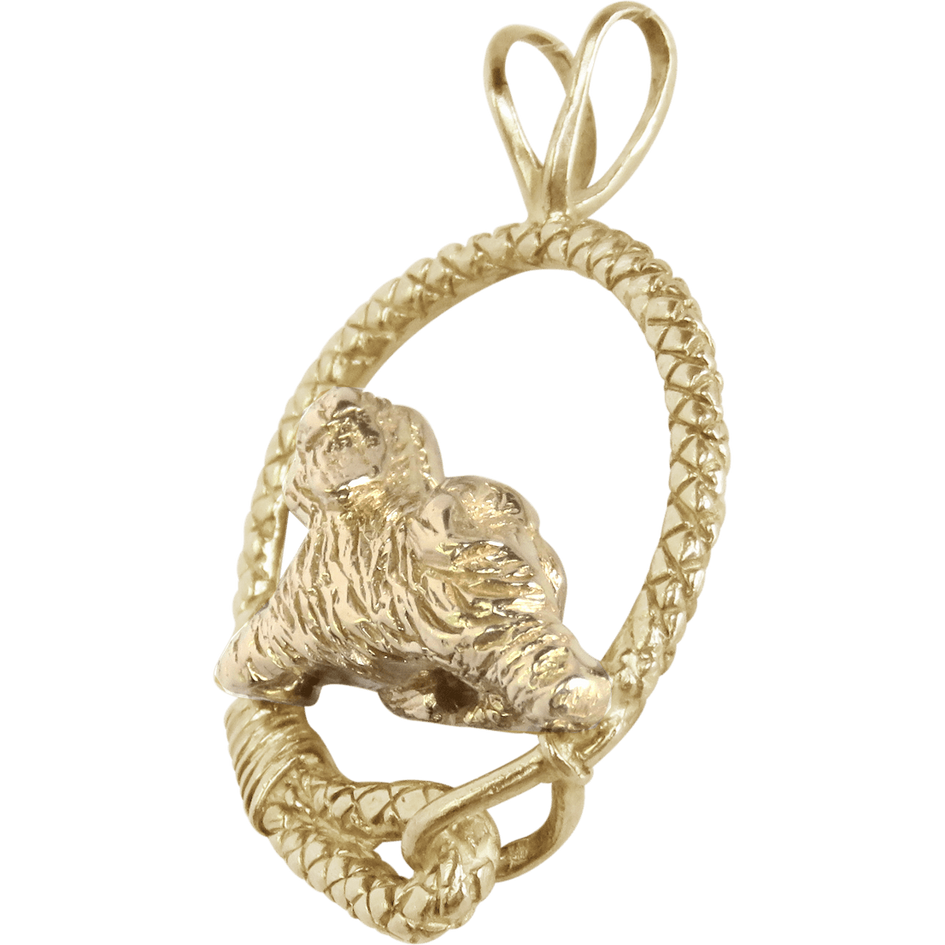 Solid 14K Gold Tibetan Terrier Leash Pendant