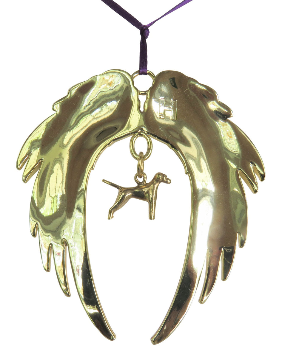 Vizsla Gold Plated Holiday Angel Wing Ornament