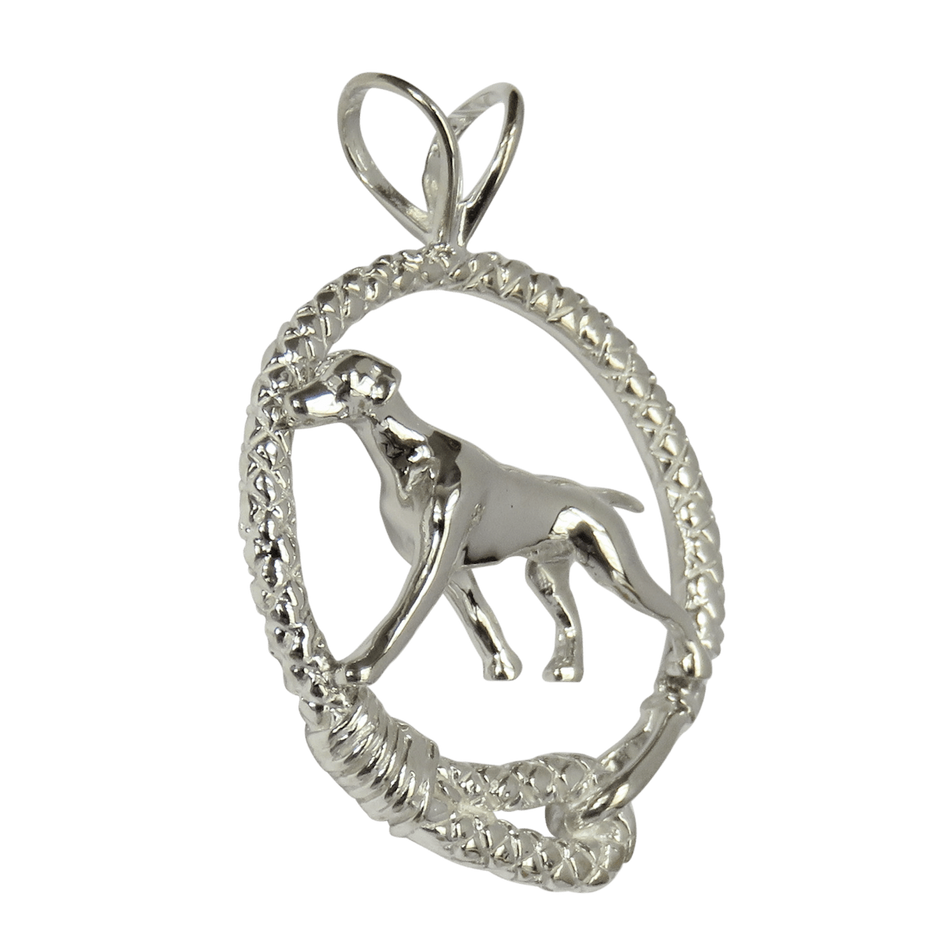 Vizsla in Solid Sterling Silver Leash Pendant