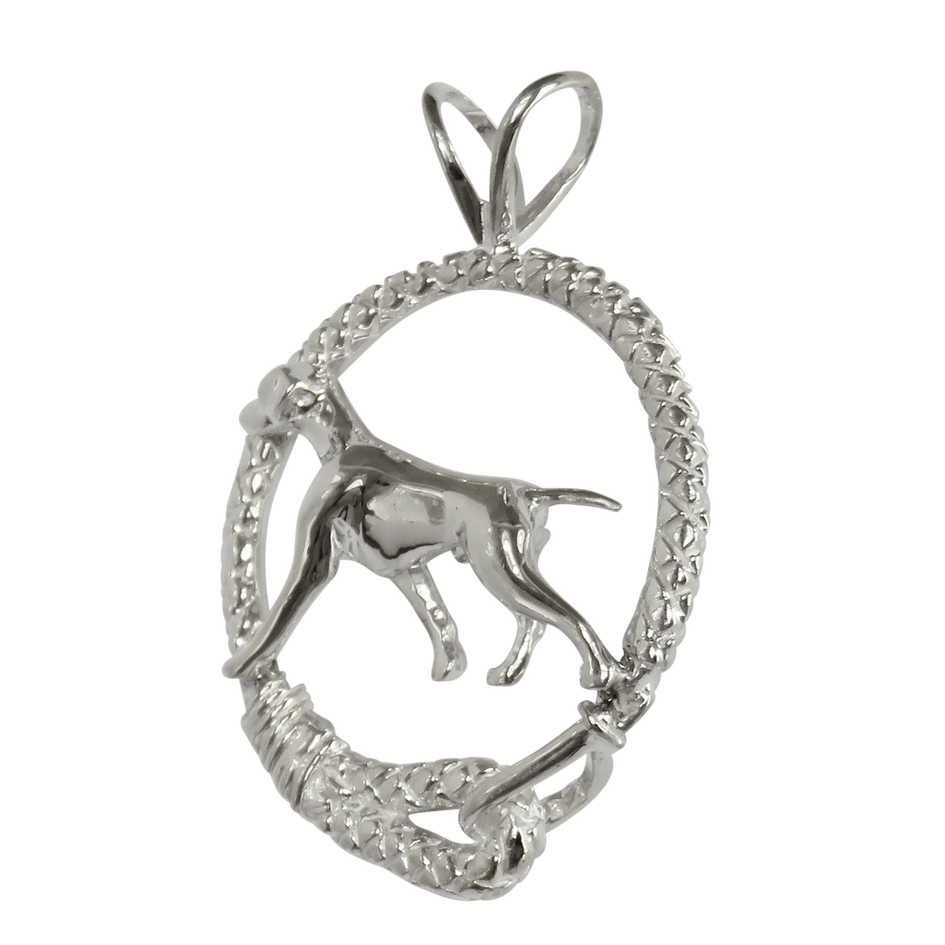 Vizsla in Solid Sterling Silver Leash Pendant