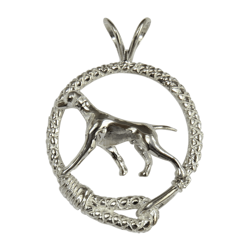 Vizsla in Solid Sterling Silver Leash Pendant