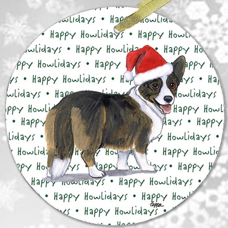 Cardigan Welsh Corgi "Happy Howlidays" Ornament