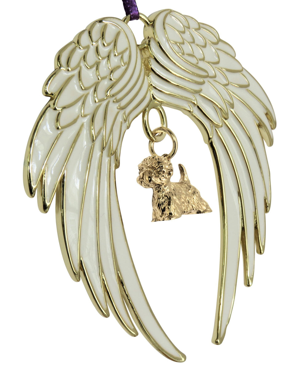 West Highland White Terrier Westie Gold Plated Holiday Angel Wing Ornament