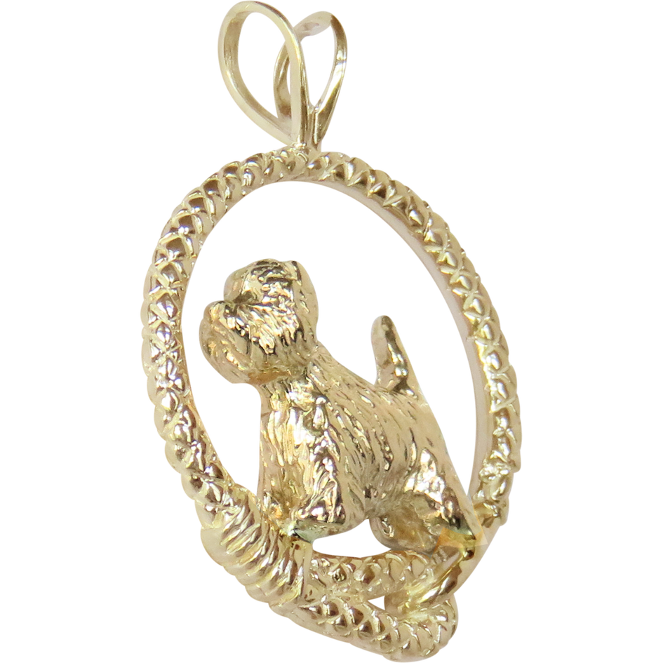 Solid 14K Gold West Highland White Terrier Leash Pendant