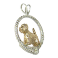 Solid 14K Gold West Highland White Terrier in Sterling Silver Leash Pendant